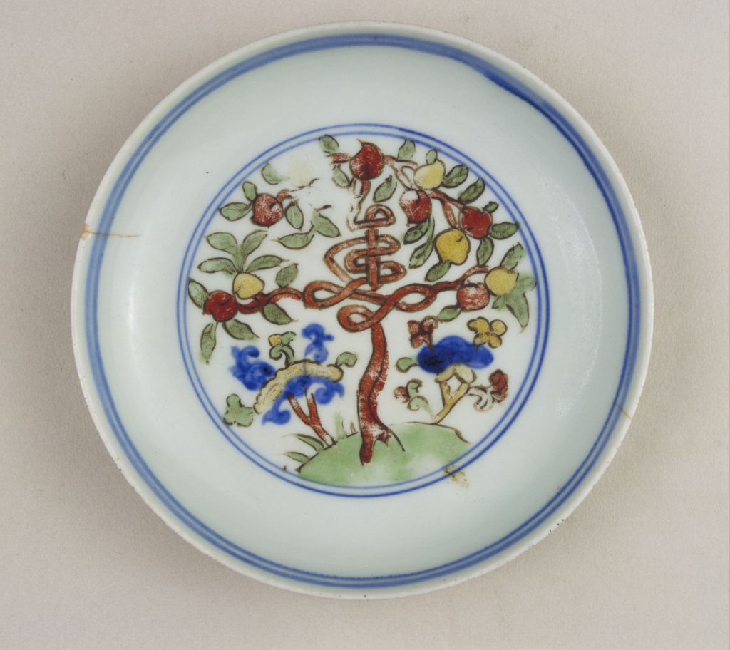 图片[2]-Colorful Ganoderma lucidum peach tree plate-China Archive